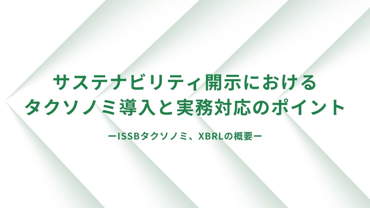サステナビリティ開示におけるタクソノミ導入と実務対応のポイント サステナビリティ開示におけるタクソノミ導入と実務対応のポイント