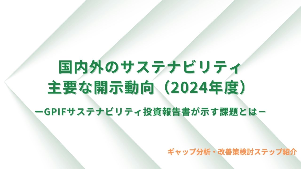 国内外のサステナビリティ開示動向(2024年度)ーGPIFサステナビリティ投資報告書が示す課題とは- 国内外のサステナビリティ開示動向(2024年度)ーGPIFサステナビリティ投資報告書が示す課題とは-