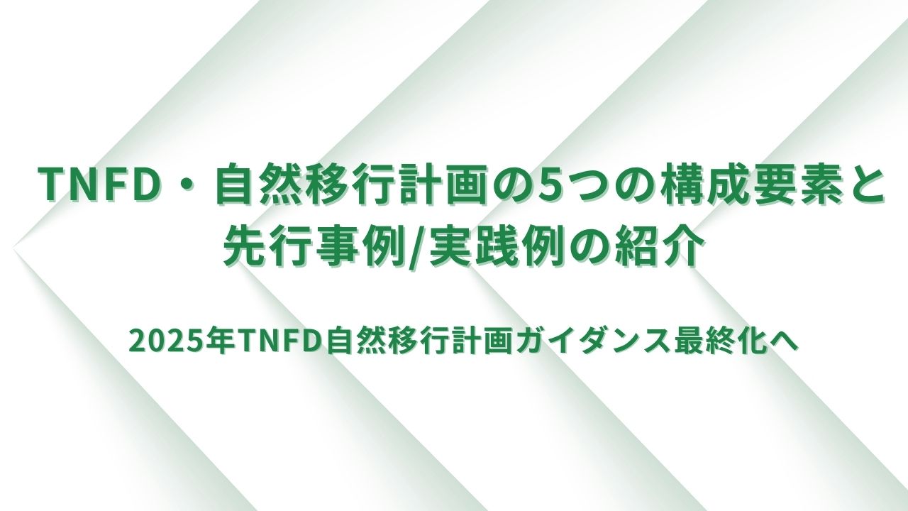 TNFD・自然移行計画の5つの構成要素と先行事例/実践例の紹介