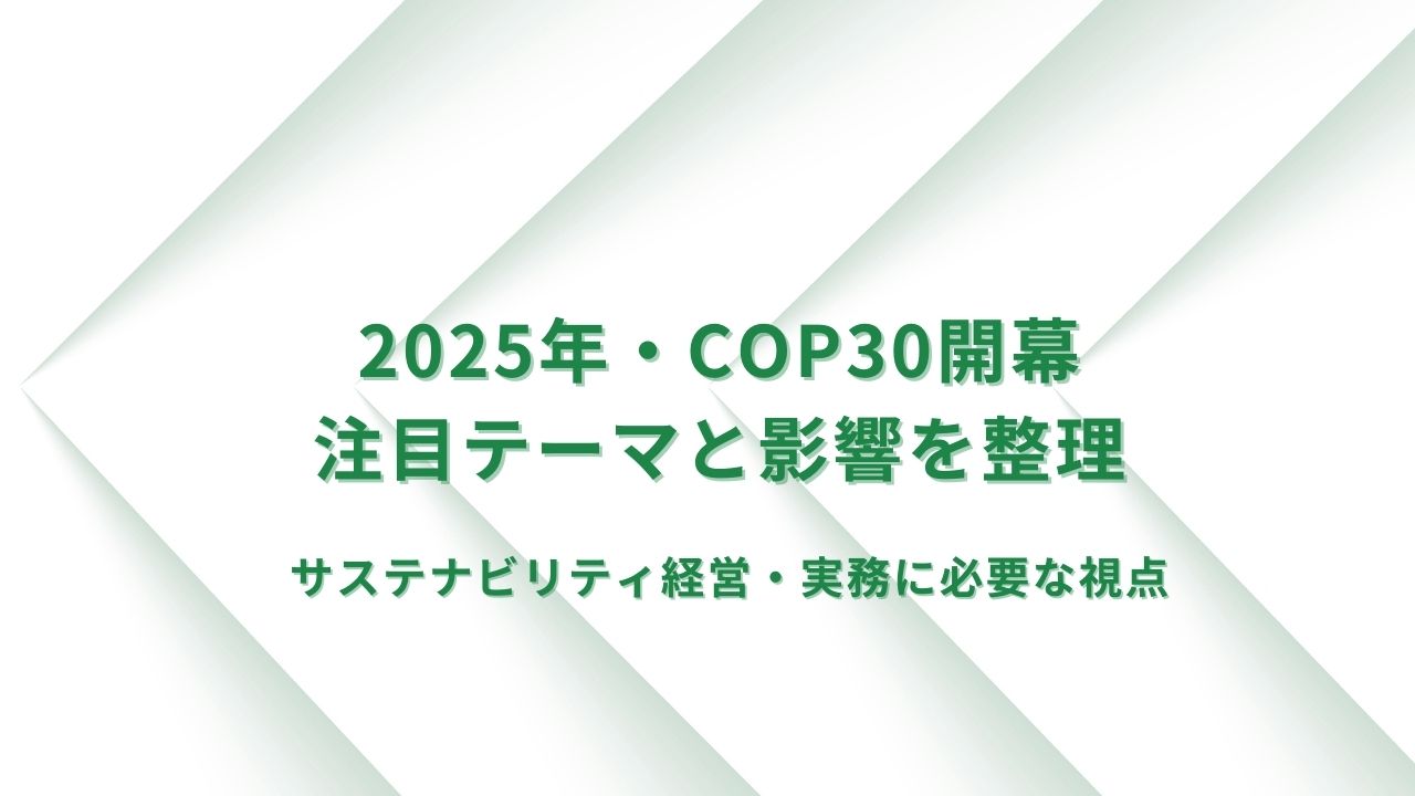 2025年・COP30開幕！サステナビリティ経営・実務における注目テーマ整理/実務への影響解説