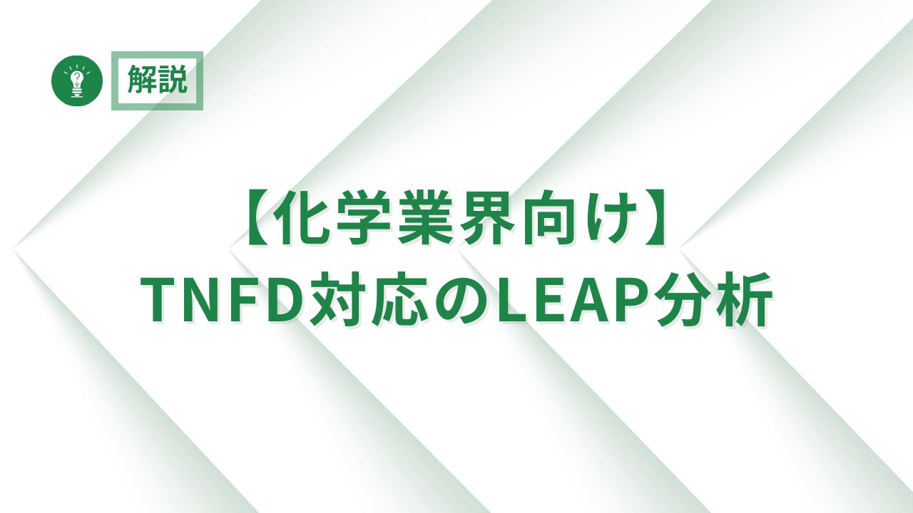 【化学業界向け】TNFD対応に向けたLEAP分析：開示で押さえるべき５つの論点